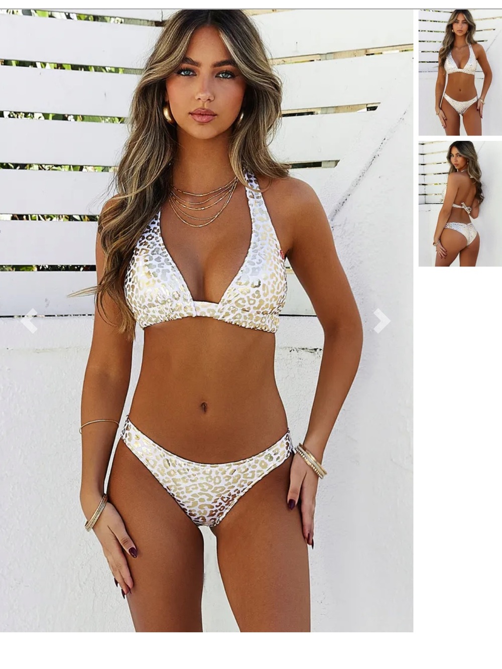 Doll Swim Gold Leopard Print Bikini Top and Bottom Set - Top is L; Bottoms are M